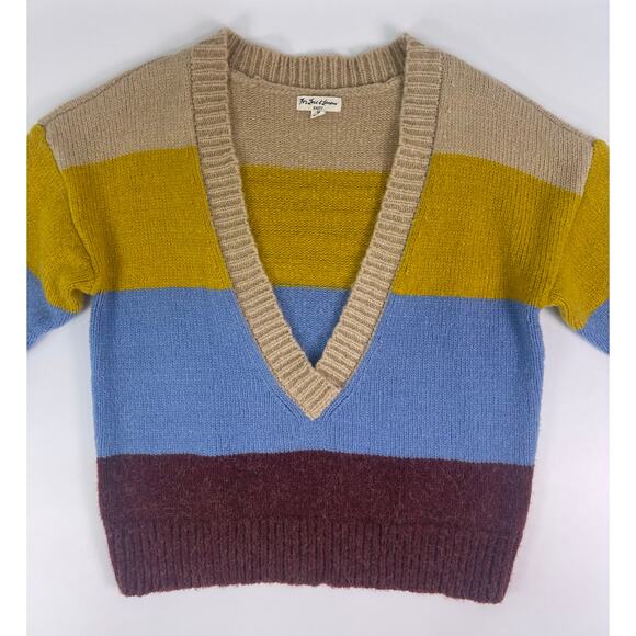 For Love & Lemons Color Block Deep V Knit Sweater Size M - Picture 4 of 9